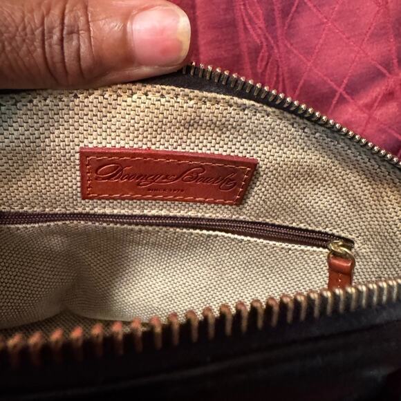 Dooney & Bourke Black Leather Satchel with Tan Handles - Picture 8 of 9